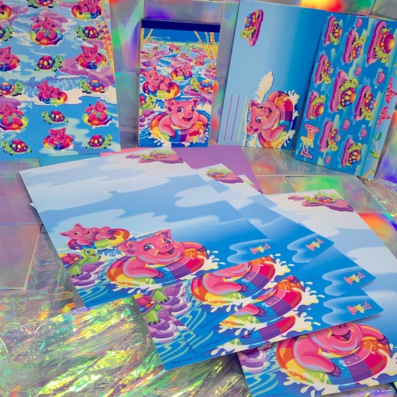 Lisa Frank pig Peekaboo sticker stationery noteset